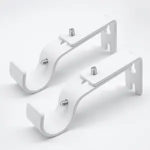 Curtain Rod Brackets Adjustable, 2 Pack  Rod Brackets for Wall, Curtain Rod Holder, Drapery Rod Holders Hardware Window Curtain Rod Support Hanger for 1 Inch Rod, White