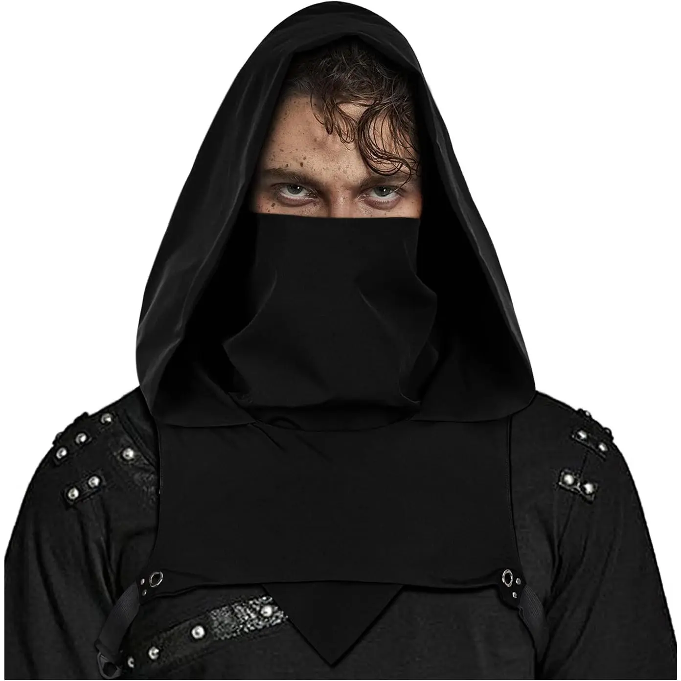 L'VOW Ninja Hooded Cape Hat Rogue Cowl Hood Scarf for Halloween Assassin's Creed Cosplay