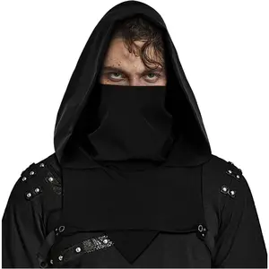 L'VOW Ninja Hooded Cape Hat Rogue Cowl Hood Scarf for Halloween Assassin's Creed Cosplay