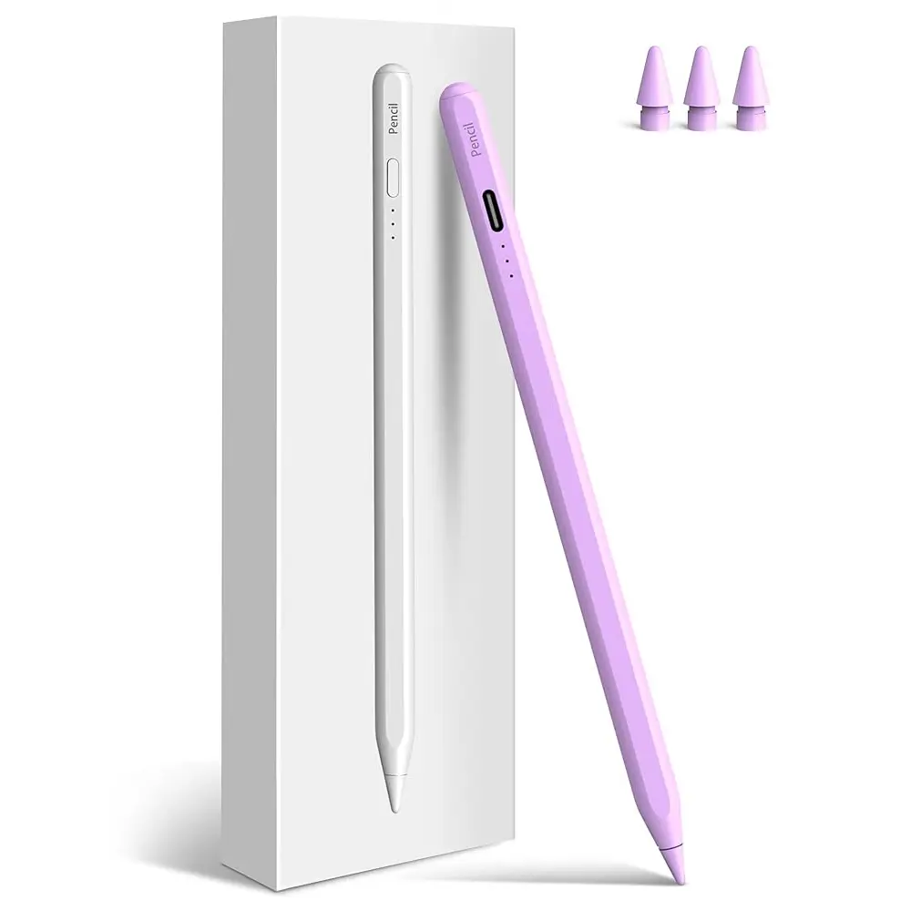 iPad Pencil 6th-11th Generation,10 Mins Fast Charge Stylus Pen,Palm Rejection&Tilt Sensitivity,Compatible with Apple Pencil 1st/2nd iPad Pro 11"/12.9"/M4, Air 3/4/5/M2/M3, Mini 5/6 Purple
