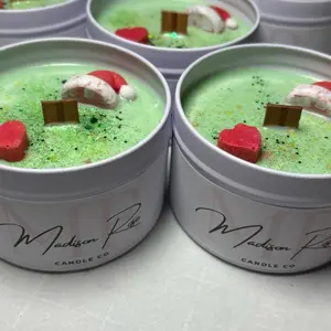 Grinch’s Heart - Candle - Scented like a Christmas Tree - balsam fir, apple, pine, bergamot, cinnamon, and more - Hand Poured 100% Soy Wax Jar