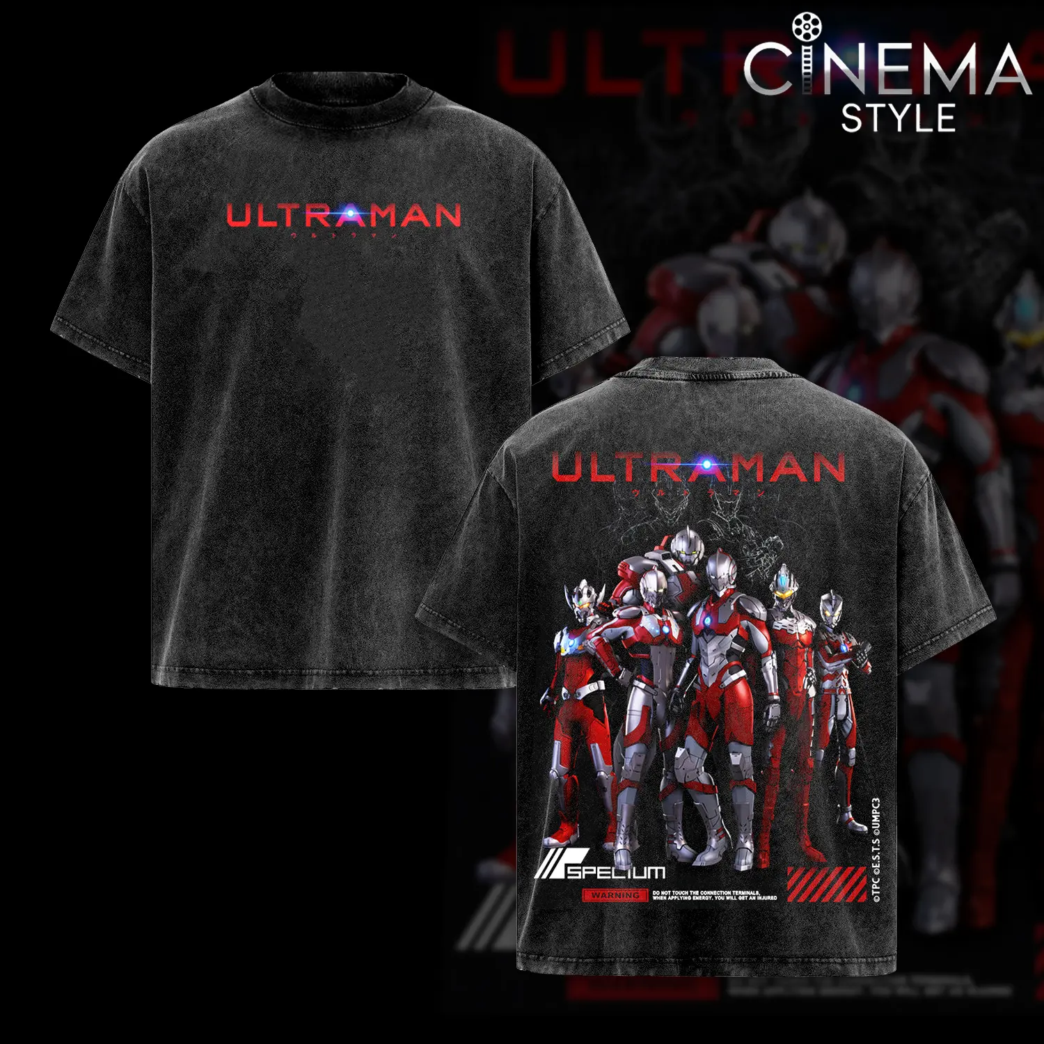 Ultraman Suit Acid-Washed Cotton T-Shirt, Vintage Graphic Tee for Fans of the Series Ultraman, Top Streetwear Cotton Design for Men and Women, Unisex T-Shirt Hot