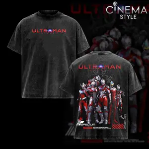Ultraman Suit Acid-Washed Cotton T-Shirt, Vintage Graphic Tee for Fans of the Series Ultraman, Top Streetwear Cotton Design for Men and Women, Unisex T-Shirt Hot