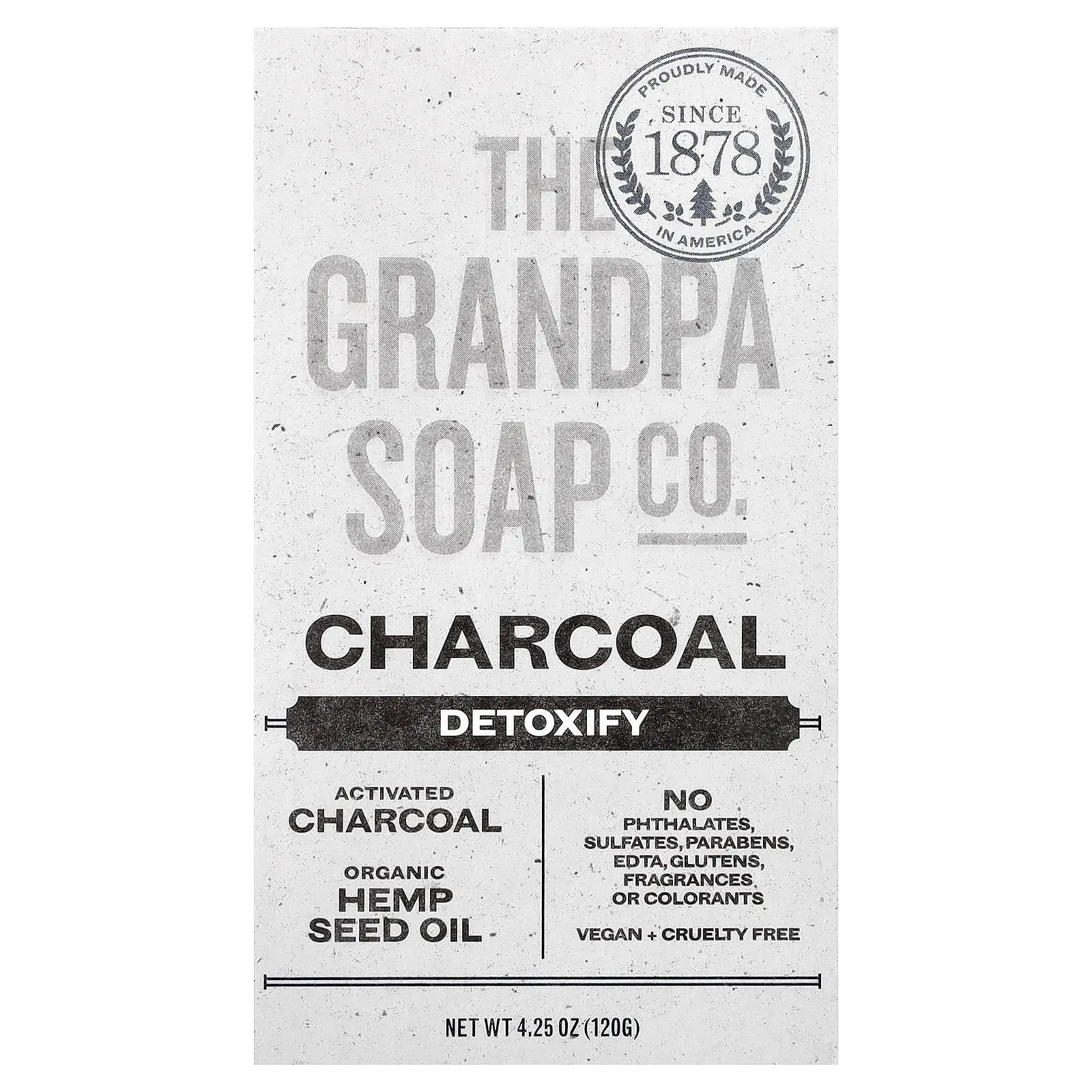 The Grandpa Soap Co. Bar Soap,  Charcoal, 4.25 oz (120 g)