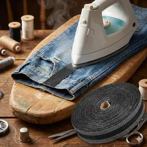 Adjustable Jeans Hem DIY Kit: No-Sew Detachable Clothing Patches for Kids & Adults. Washable Fabric Tape for Travel, Hemming, and Alterations. Multi-Size Fit, Strong Hold, Reusable.