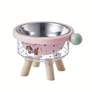 A dopamine colored pet bowl, cat neck protection high-footed bowl, anti-knock cat bowl, dog stainless steel eating utensils, high-value dog bowl.