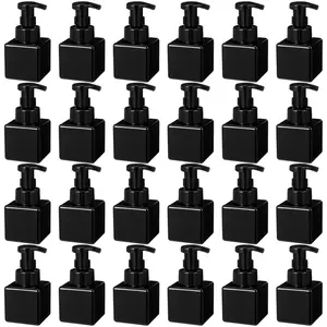 24 count  Pump Bottle Foaming Soap Dispenser Empty Travel Foaming Dispenser 8.5 oz Refillable Hand Soap Plastic Pump Bottle Travel Clear Container for Bathroom Vanities (Whole Black)