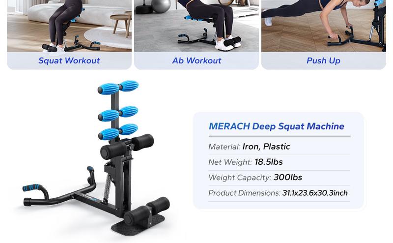MERACH Deep Squat Machine, Adjustable Glutes workout for Home Gym Workout Training, Sit Up Machine for Abs and Muscle Building,  Abdominal bench, Push Up Fitness Equipment, OutdoorFun MERACH Deep Squat Machine, Adjustable Glutes workout for Home Gym Workout Training, Sit Up Machine for Abs and Muscle Building,  Abdominal bench, Push Up Fitness Equipment, OutdoorFun