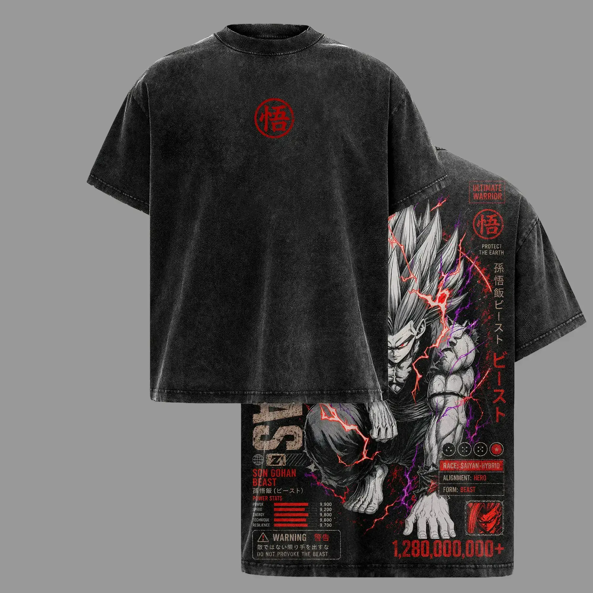 Retro Gohan Graphic Tee Vintage Washed Anime Workout Shirt Saiyan Warrior Streetwear T-Shirt DBZ Oversized Heavy Cotton Unisex Apparel Gift for DBZ Fans and Anime Lovers