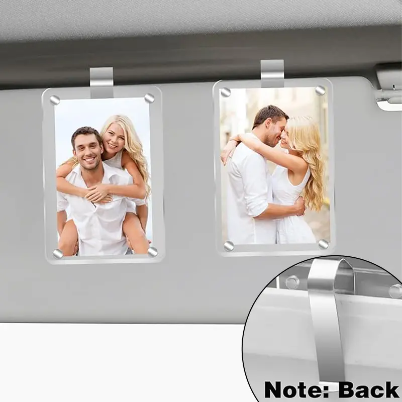 2 PACK Personalized Polaroid Photo Car Visor Clip, Car Interior Accessory, Vehicle Decoration - Custom Sun Visor Ornament for Couples - Ideal Gift for Special Occasions