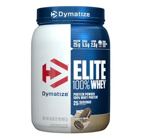 100% Whey Protein Powder, Cookies & Cream, 25g of Protein, 5.5g BCAAs, Less Than 140 Cal., Gluten Free, 3g Carb, 2g Sugar, 3g Fat (25 Servings)