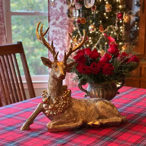 Resting Festive Deer With Wreath Resting Festive Deer With Wreath