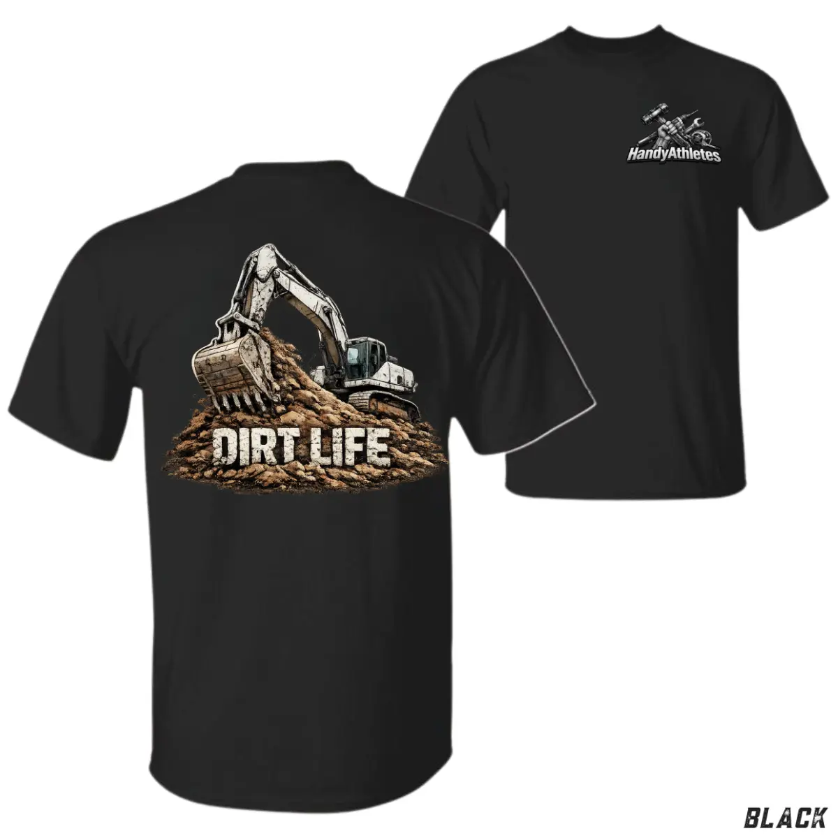 Dirt Life Heavy Equipment T-Shirt for Men Excavator Digger Operator Graphic Tee Construction Work Shirt Blue Collar Jobsite Gift