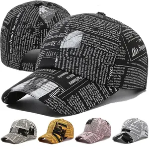 Hot Sale Unisex Casual Graffiti Newspaper Design Baseball Cap Street Hip Hop Sunscreen Outdoor Hat For Women And Men