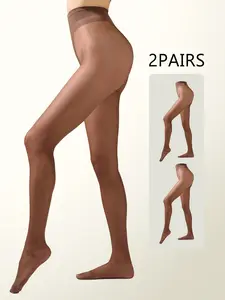 2pack Minimalist Sexy Sheer Tights for Women, Basic Essential Daily Wear Pantyhose For Office & Commute, Breathable Bikini Crotch Design, Pantys de Mujer