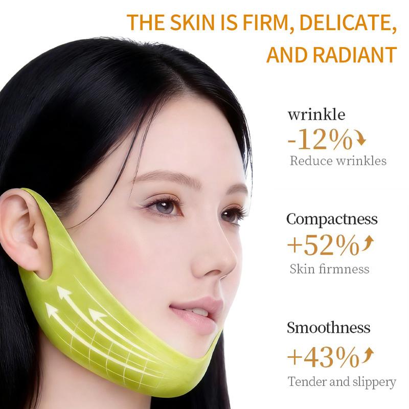 Cooling V-Up Hydrogel Lifting Mask | Ear Hook Design Jawline Contour Mask, Double Chin Smoothing, Facial De-Puffing & Tightening Mask, Deep Hydration & Moisturizing