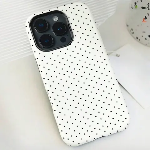 Polka Dot 2-In-1 Glossy All-Inclusive Smartphone Casing - Sturdy Double Protective Cellphone Case, Shock-Absorbent Durable Electronics Accessories, Compatible with iPhone 17 Pro Max 16 Plus 15 14 13 12 11 Xs Protector, Devices