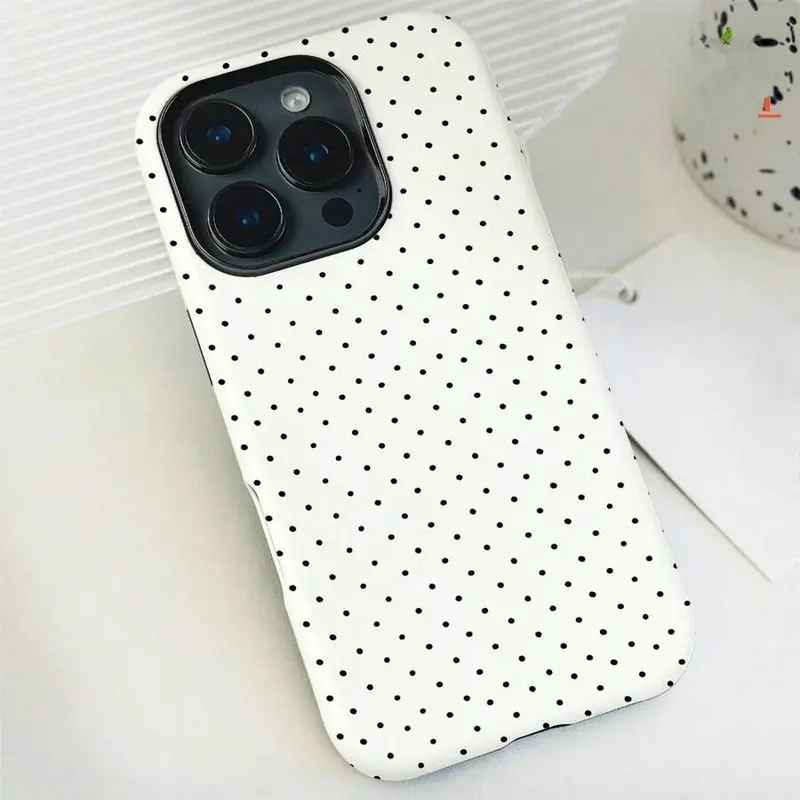 Polka Dot 2-In-1 Glossy All-Inclusive Smartphone Casing - Sturdy Double Protective Cellphone Case, Shock-Absorbent Durable Electronics Accessories, Compatible with iPhone 17 Pro Max 16 Plus 15 14 13 12 11 Xs Protector, Devices