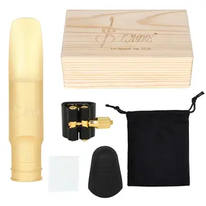 SLADE Brass Alto Sax Metal Mouthpiece Silver or Gold Plated with Wooden Gift Box, Sax Mouthpiece Upgrade for Practice Performance Gift