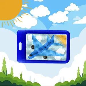 Blue Airplane -Mini Stamped Cross Stitch Craft Kit DIY Luggage Tag embroidery kit  pattern