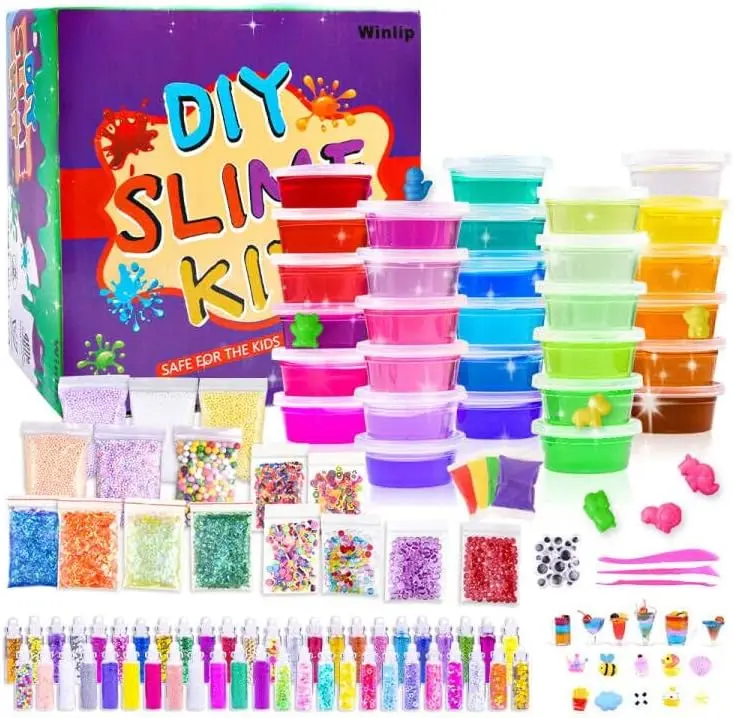 Halloween Fall Gift 135-Piece Slime Supplies Kit  | Crystal Slime, Glitter, Charms, Beads & DIY Tools | Ultimate Slime Making Set for Kids