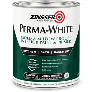 02774 PERMA-WHITE Mold & Mildew Interior Paint, Quart, Eggshell White