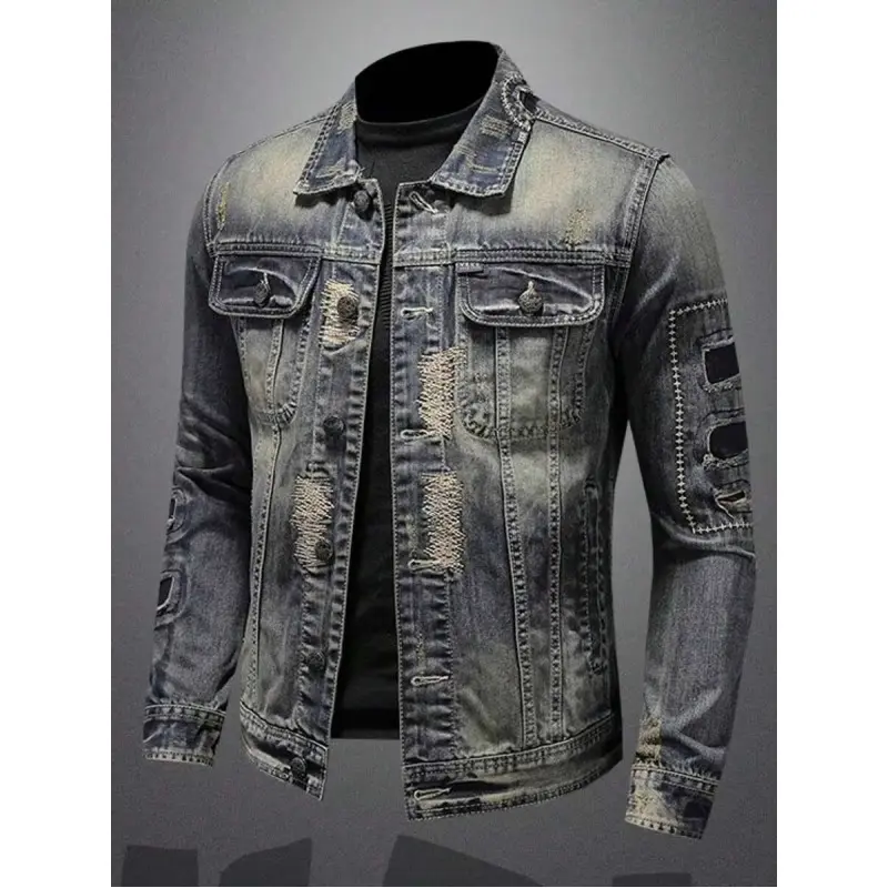 Vintage men's denim jacket, suitable for spring and autumn, slim-fit jacket in Korean style for young men, stylish men's top