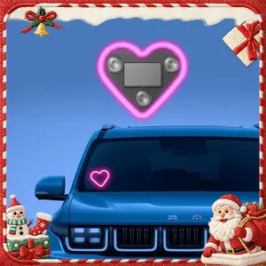 Solar Powered Wireless LED Heart Light - Car C-Pillar Interior Decor Eco-Friendly Stylish Peach Heart Atmosphere Lamp
