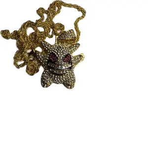 Iced Out Ghost Pendant Necklace! - 3 Variants, Sapphire Blue, Briliant Silver, Radiant Gold!