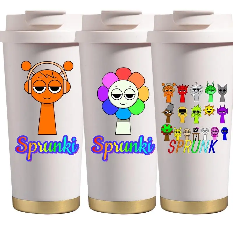 Fashion Sprunki Cartoon 500ml Thermos Cup Large Capacity Portable Car Straw Coffee Milk Cold Sports Drinking Water Mug Gift