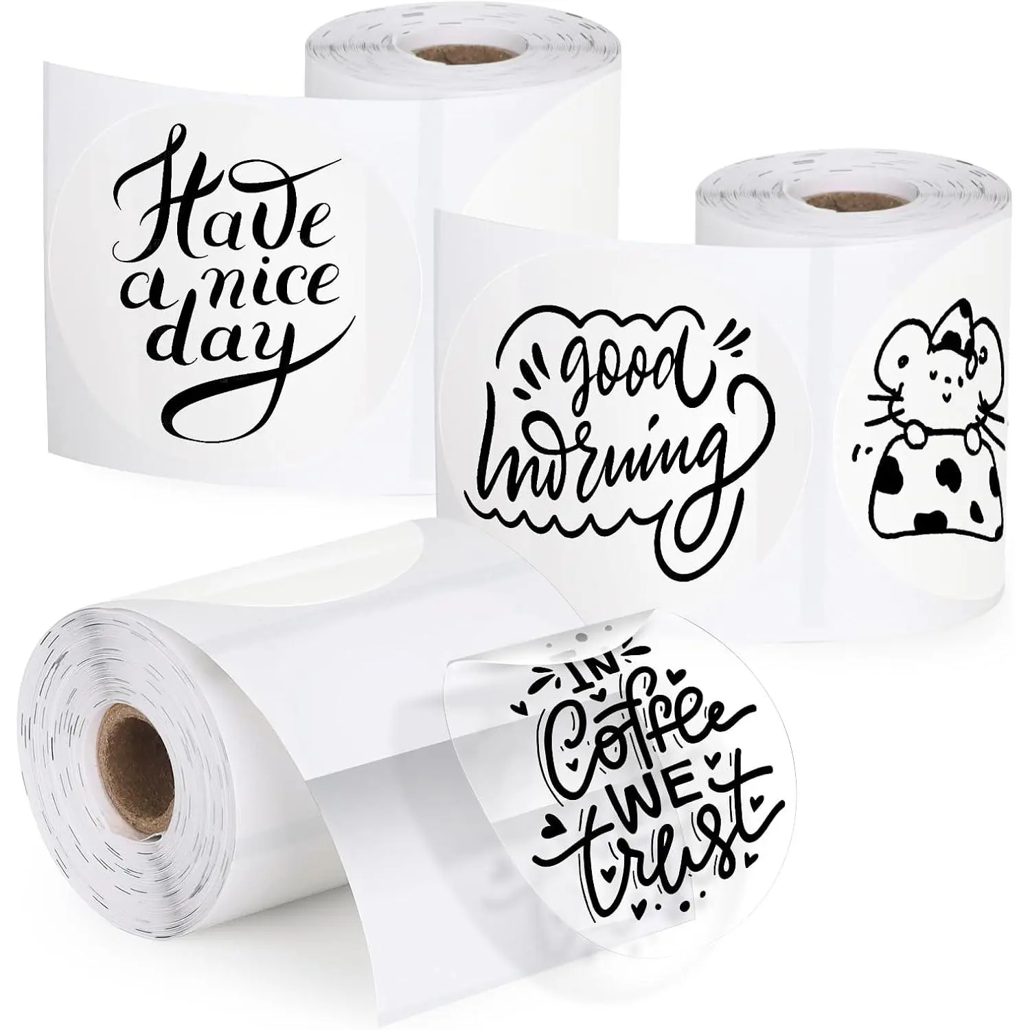 3 Rolls Transparent Round Thermal Labels, 2 Inch Circle Adhesive Direct Sticker Paper for  M220/M221/M100/M110/241BT, Multipurpose Clear Custom Sticker Label-140pcs/Roll