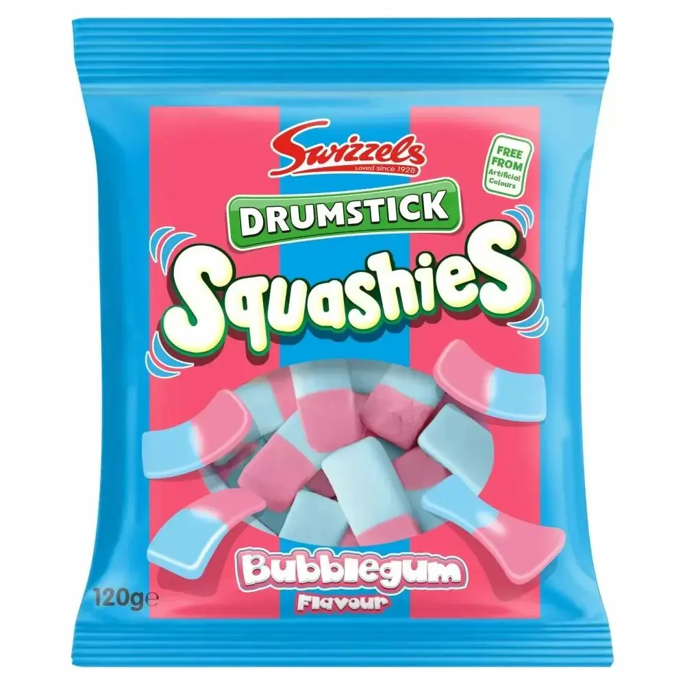 Squashies Drumstick - Bubblegum Flavor Candies - 120g Each