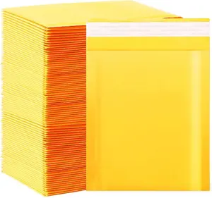 Kraft bubble mailers 6x10 Inch 50,100,150,250 Pack,Self-Sealing Paper Envelopes for Packaging,Strong Adhesion Envelope Mailers, Small Waterproof Cushioned Padded Shipping Bags Yellow #0