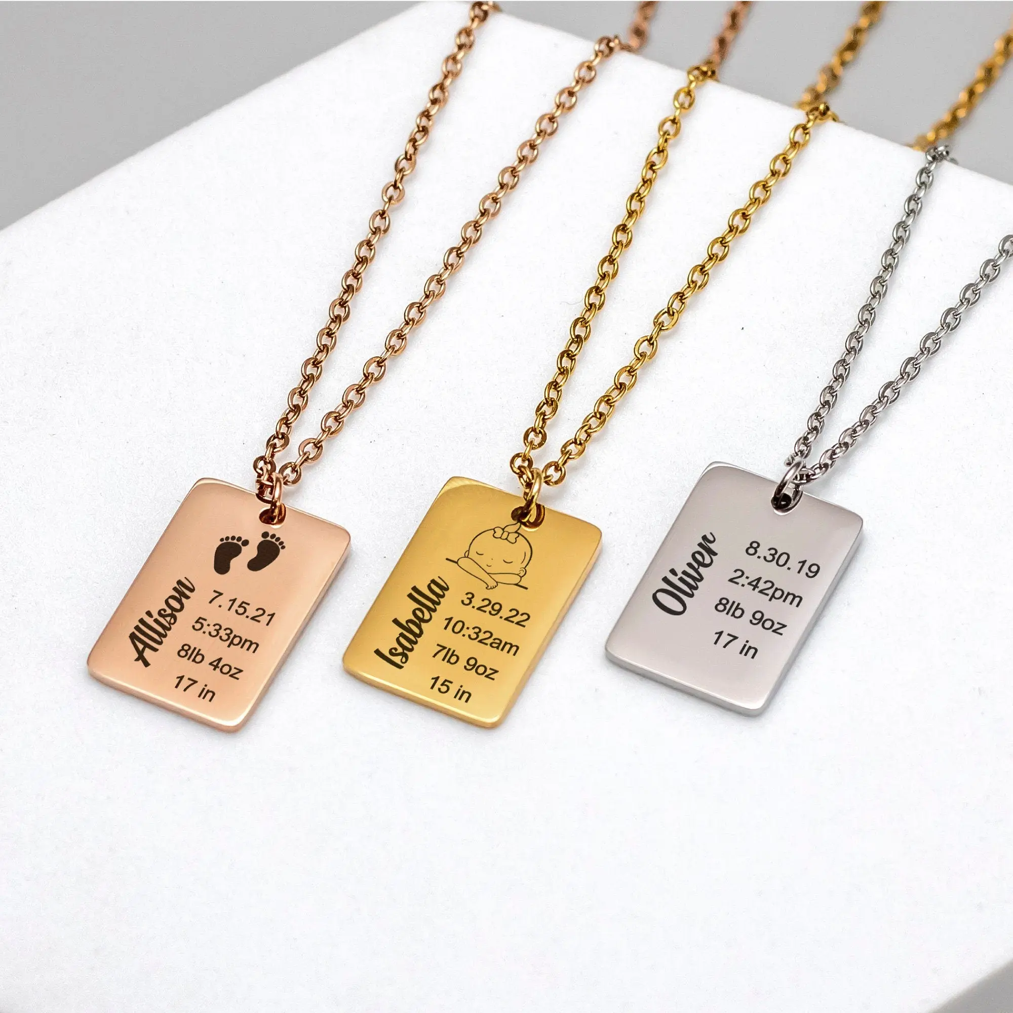 Custom Engraved New Mom Necklace - Keepsake Jewelry for a New Mother