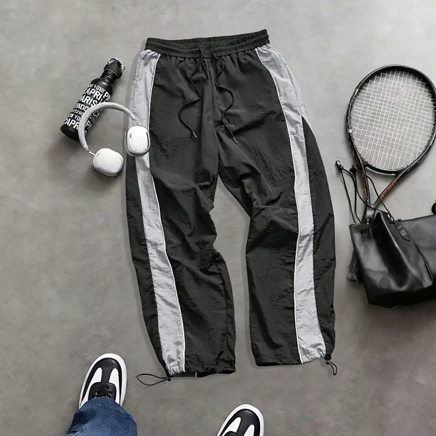 Men’s Spring/Autumn Straight-Leg Striped Colorblock Casual Joggers — Trendy High-Street Versatile Athletic Long Pants Stylish Trouser