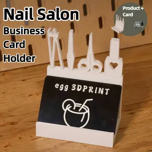2PCS FOR Nail Tech Business Card Holder, Eye-Catching Nail Salon Display Stand, Card Organizer for Nail Artists & Manicurists, Professional Nail Studio & Front Desk Decor Storage Rack [Stand + Cards]