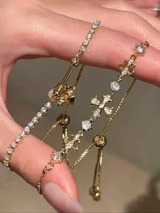 Adjustable Iris Flower Cross Bracelet for Women, Exquisite Bracelet, Luxury Zirconia Christian Religious Jewelry, Hypoallergenic Charm Bangle Gift