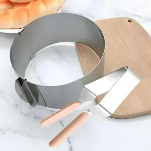 2 in 1 Cake Ring & Cake Separator, Adjustable Cake Ring & Cake Separator, Baking Mold Set for Cake, Pastry, Bread, Kitchen Baking Supplies