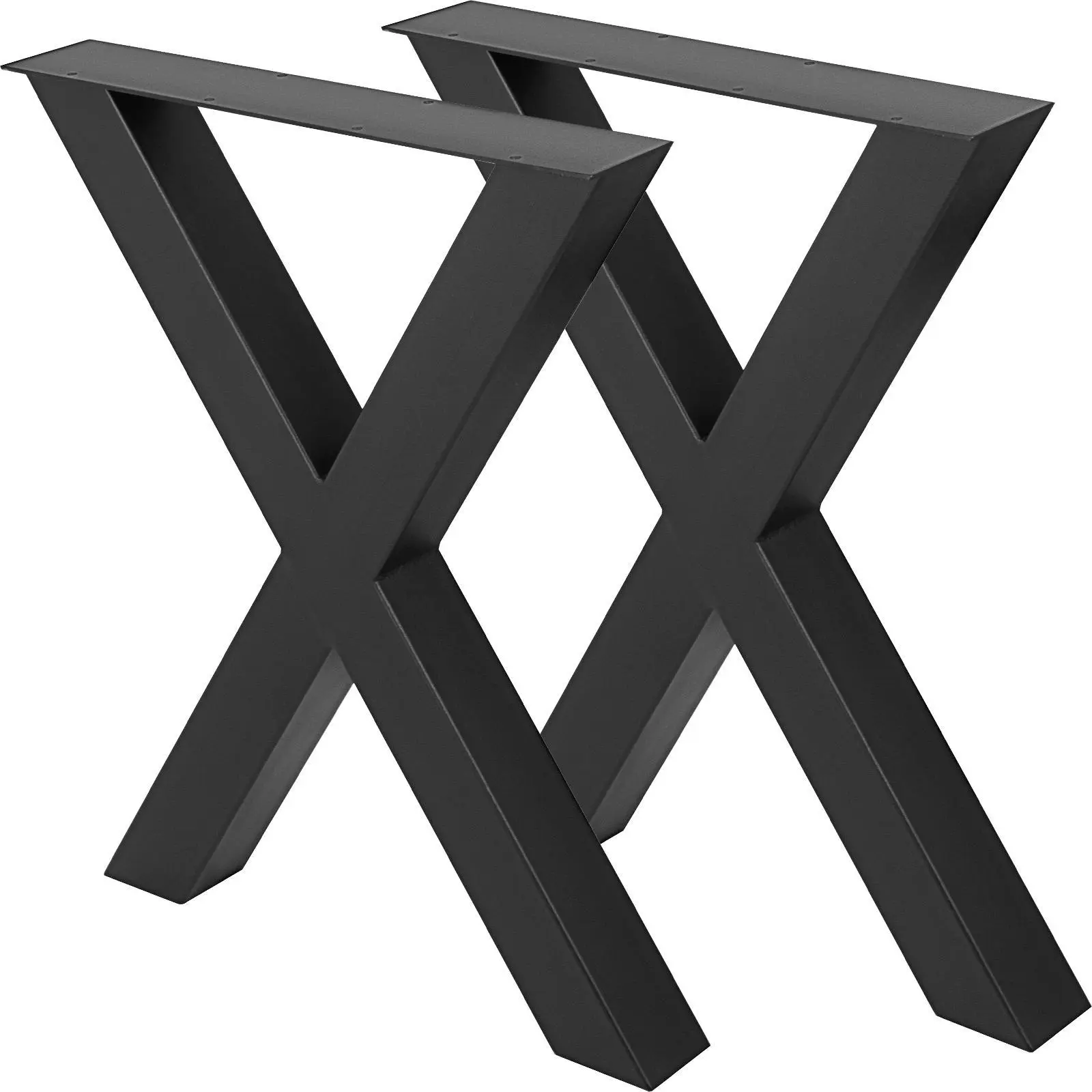【SummerFinds】VEVOR Set of 2 Steel Table Legs,  , 28\'\'Height 24\'\'Wide Dining Table Legs, Heavy Duty 3.1\" Square Box Section X Frame Table Legs, 28x24x3.1 Inch Black Color Industrial Country Style Metal Dining Leg