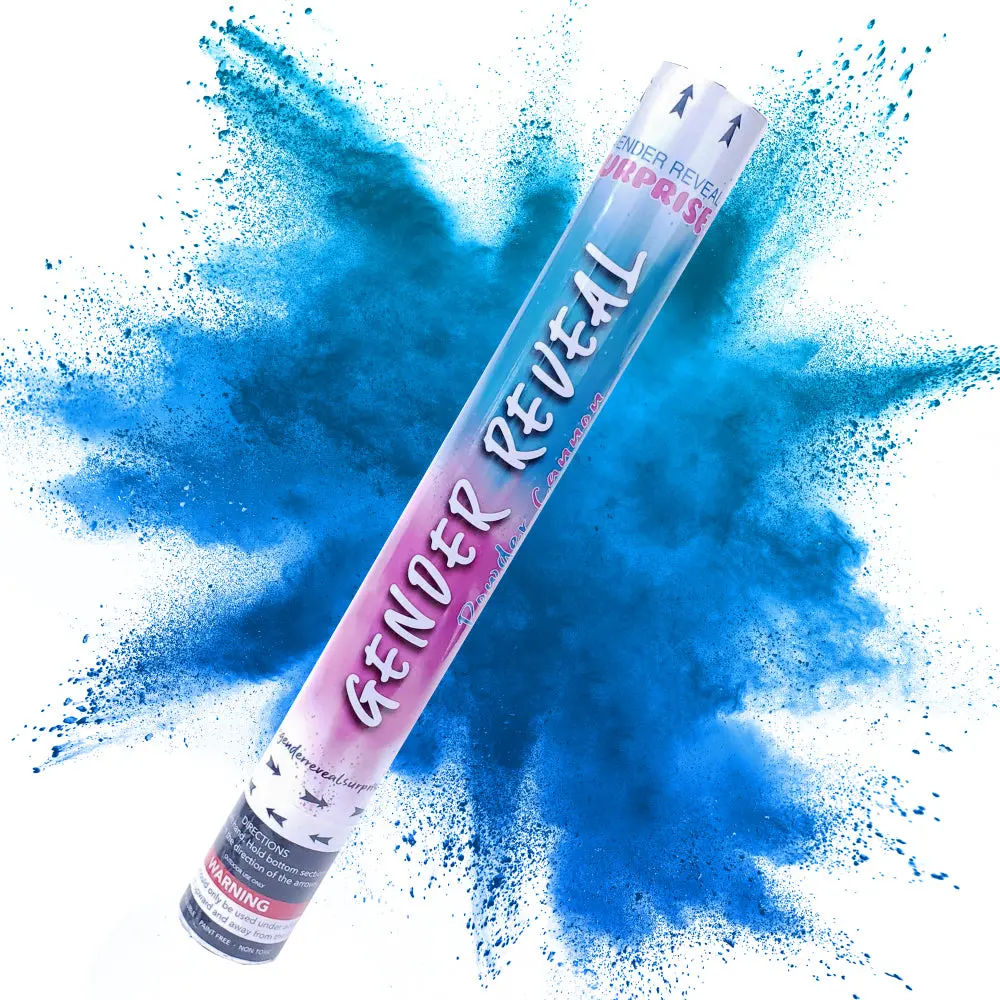 16-in Handheld Blue Rice Powder Cannon, Outdoor-Safe Gender Reveal Party Supplies, Confetti & Streamers Alternative (Part 3)