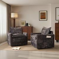 Grey Plush Corduroy Swivel Chair*2