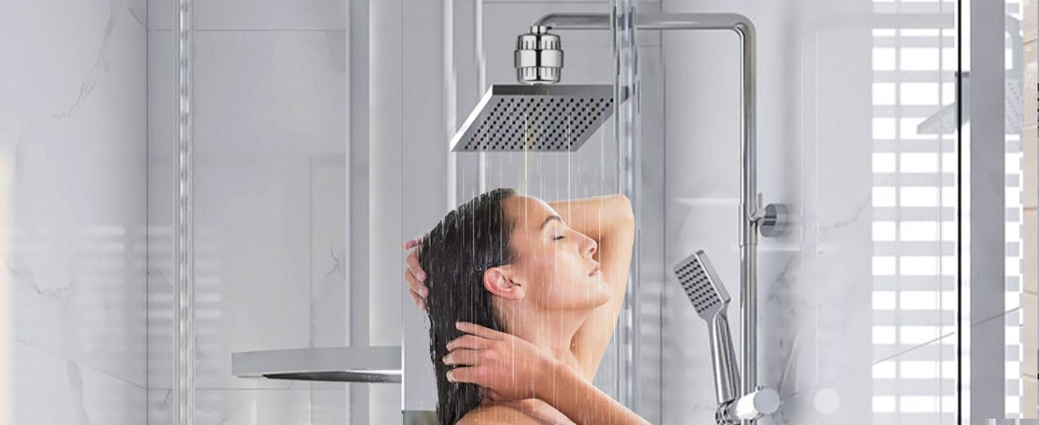 Shower Filter, 20 Stage Shower Head Filter for Hard Water with High Output Shower Water Filter to Remove Chlorine, Fluoride and Other Impurities, Improves Skin Condition, Protects Hair