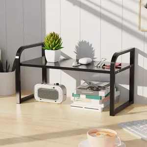 Office Desk Shelf Organizer, Wood Desktop Bookshelf Supplies Storage Rack, Shelf for Top Desk Dresser and Cubicle Decor Bookshelf Monitor Stand Riser