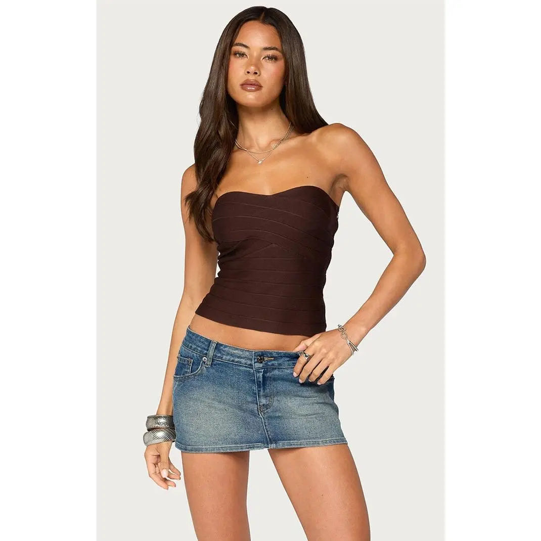 Edikted Women's Marzi Strapless Knit Bandage Top