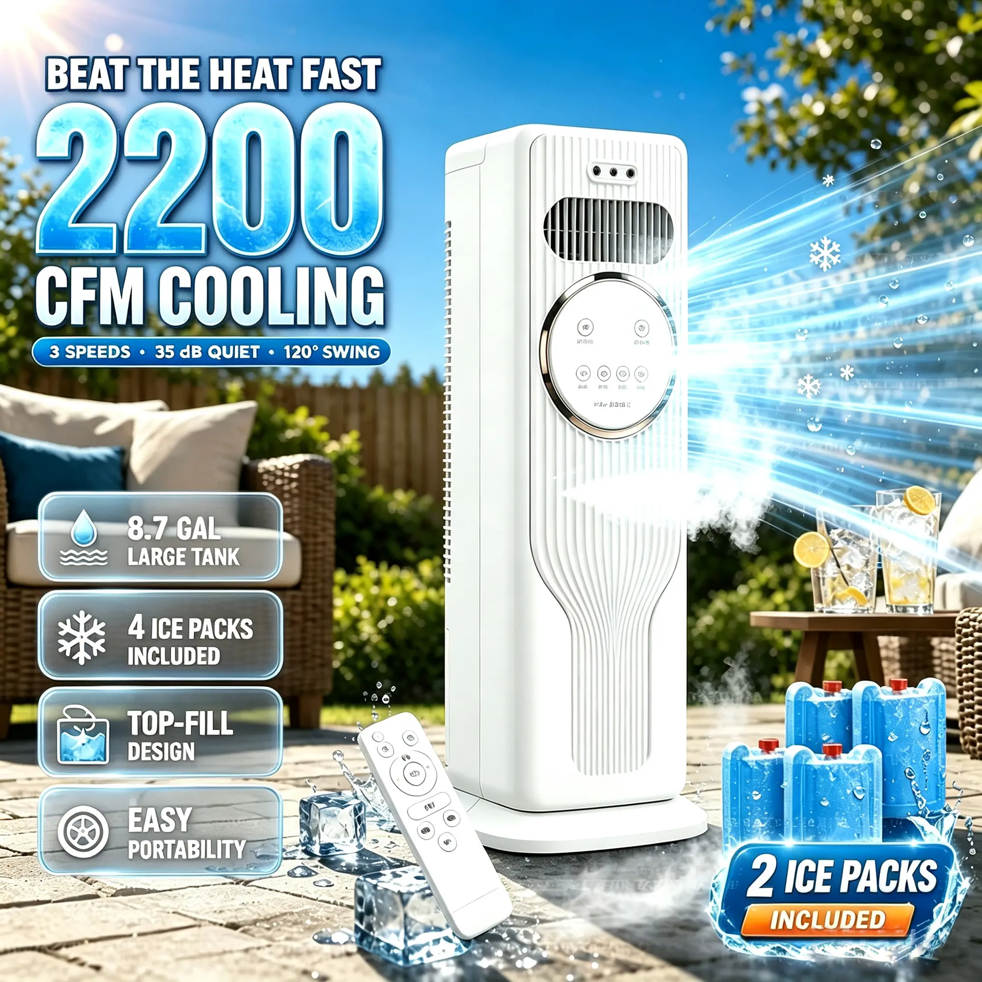 7-in-1 Oscillating Bladeless Tower Fan Dual Cool & Heat Combo, Safe Blade-Free Space Heater Cooler, Fast Temperature Adjustment for Bedroom Living Room Home Use