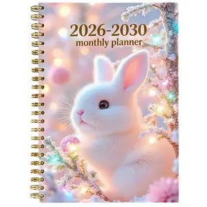 2026-2030 Monthly Planner/Calendar - January 2026 to December 2030, 5-Year Monthly Planner, White Rabbit Theme Cover Design Notebook, Yearly Planner, Month Tabs, 60-Month Calendar, 5.5 x 8.3 inches
