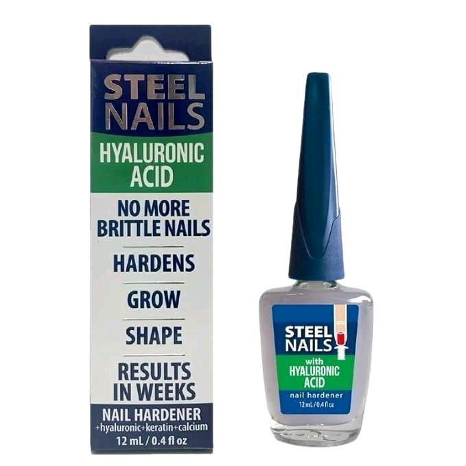 Steel Nails Nail Hardener 12ml with Hyaluronic Acid Calcium Keratin & Garlic for Stronger Nails Uñas de Acero Treatment