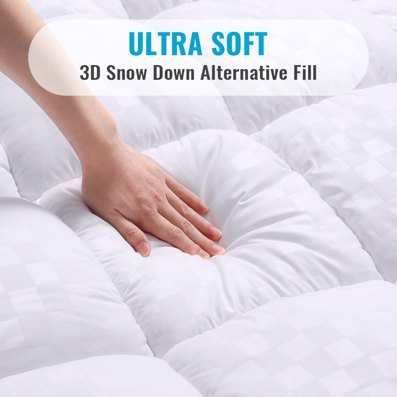 WeCharmer Premium Microfiber Extra Thick Mattress Topper 1000 GSM Down Alternative Plush Pad with 8-21 Inch Deep Pocket Cooling Pillow Topper