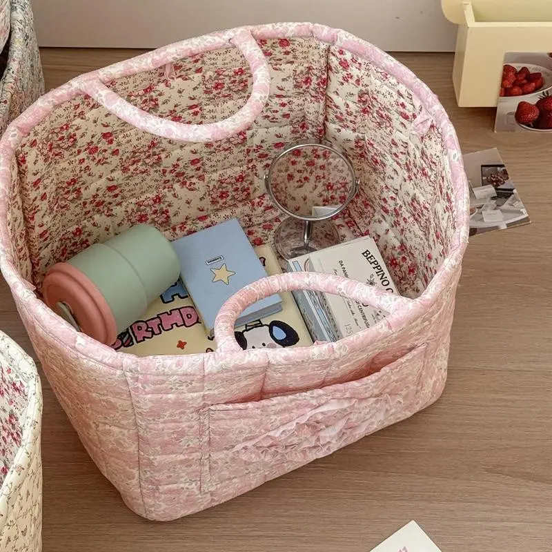 Elegant Home Storage Carrying Bag Organizer, Floral, Multipurpose for Clutter Organization, Perfect for Living Room & Bedroom Use, Portable Storage Bag, Home Organizers