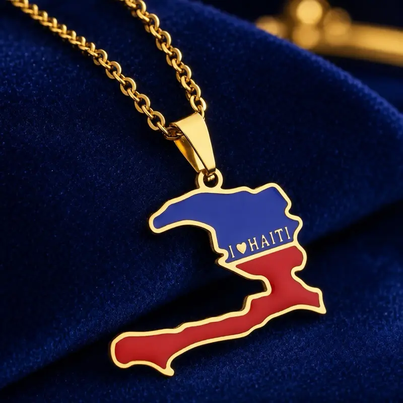 Haitian Naclace Map Pendant Necklace - Perfect for Haitian Enthusiasts